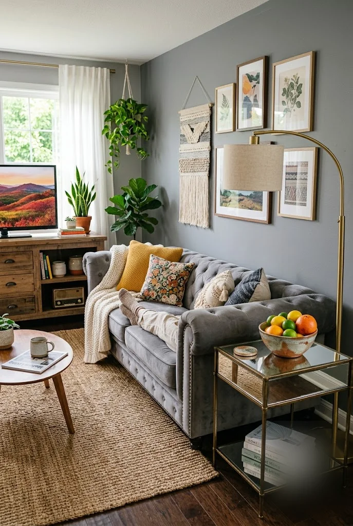 Farmhouse Meets Modern in a Grey Living Room