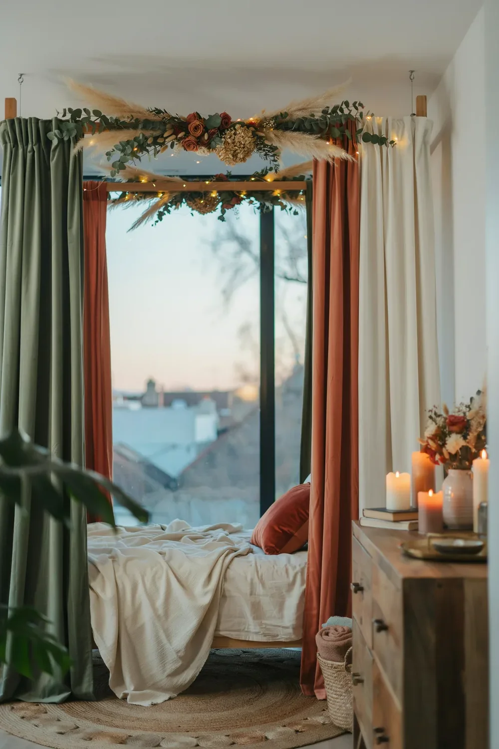 Nature-Inspired Canopy Bedroom Idea with Real Greenery