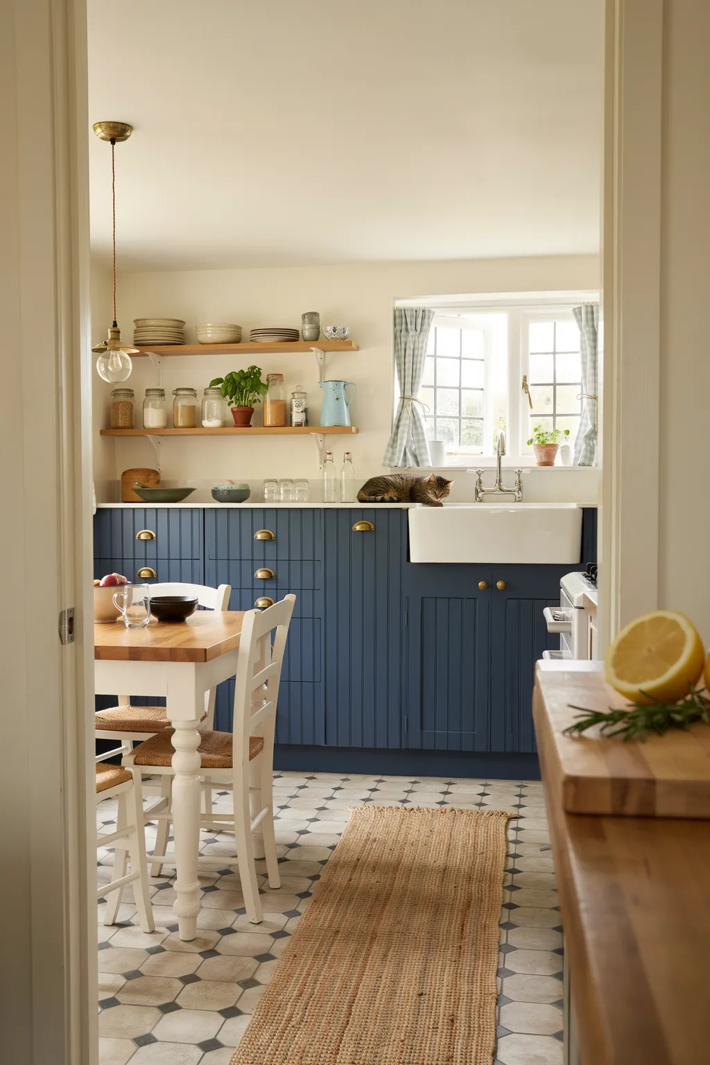 Navy Blue Beadboard Cottage-Style Kitchen