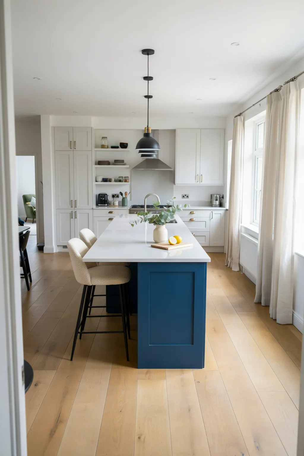Navy Island Only, Paired with White Perimeter Cabinets