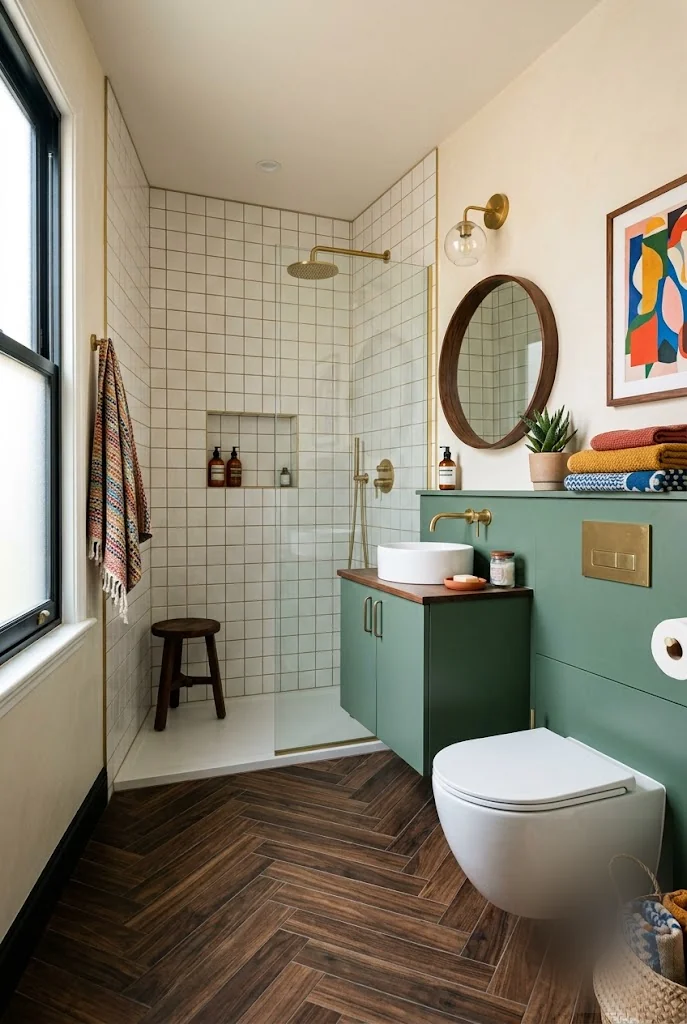 Continuous Wall-Hung Vanity Small Bathroom