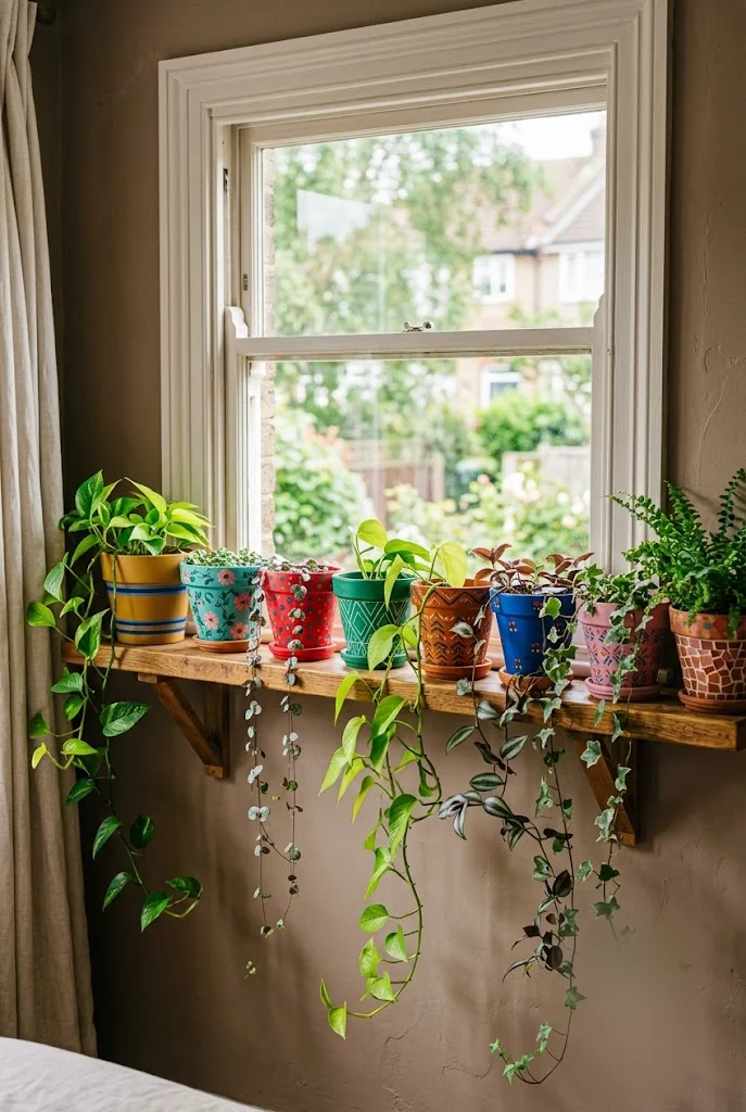 Painted Terra-Cotta Pots Windowsill Plants