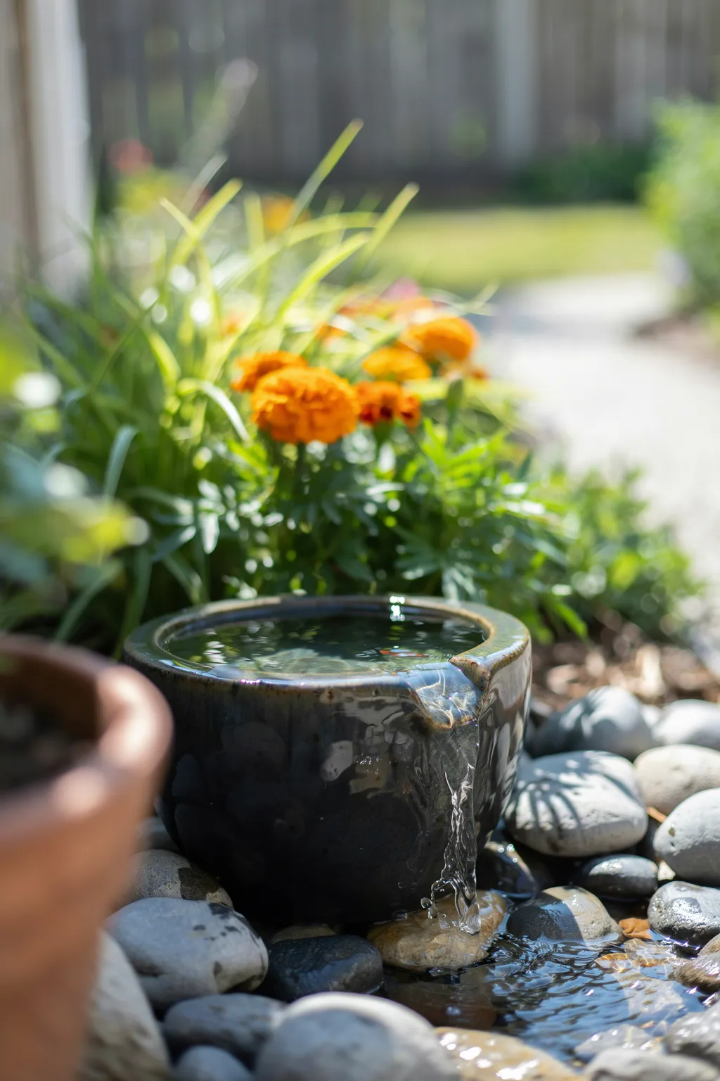 Add a Small Recirculating Water Feature and Keep the Water Moving