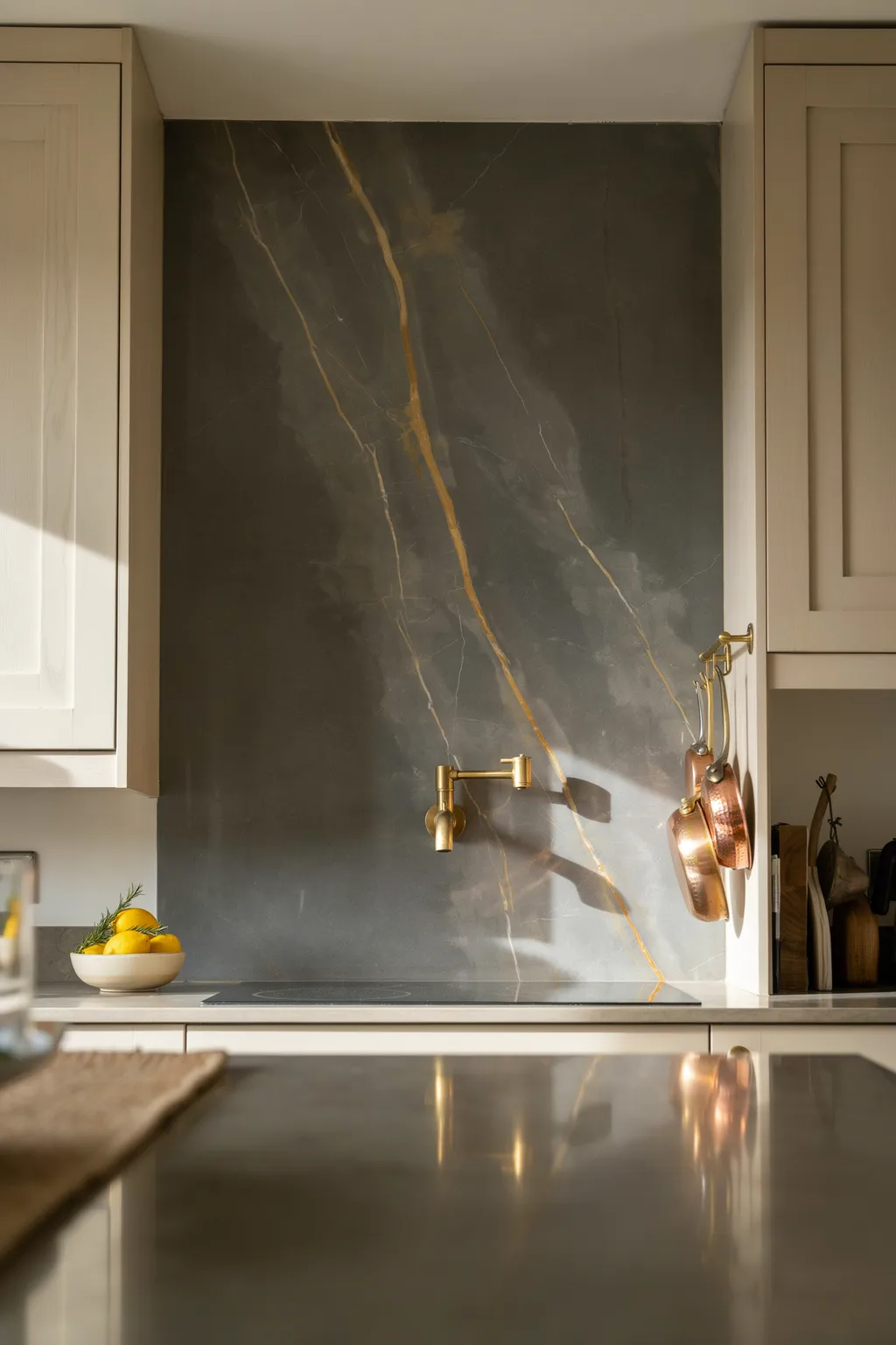 A Stone Slab Backsplash Instead of Tile