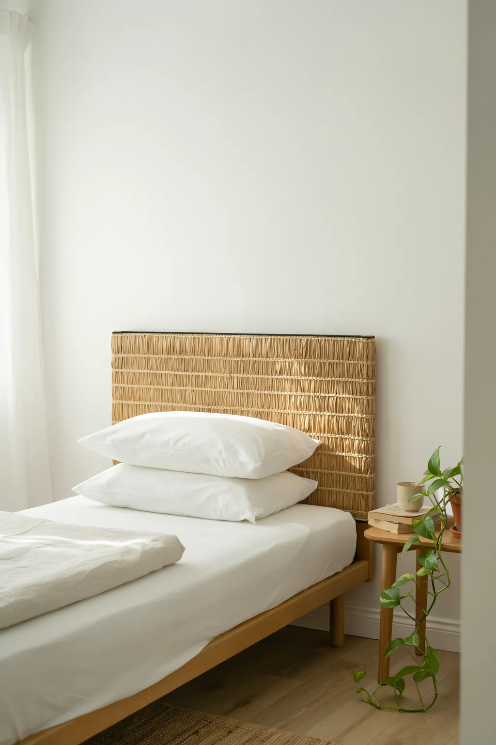 Stand a Reed or Bamboo Screen Behind the Bed If You Rent