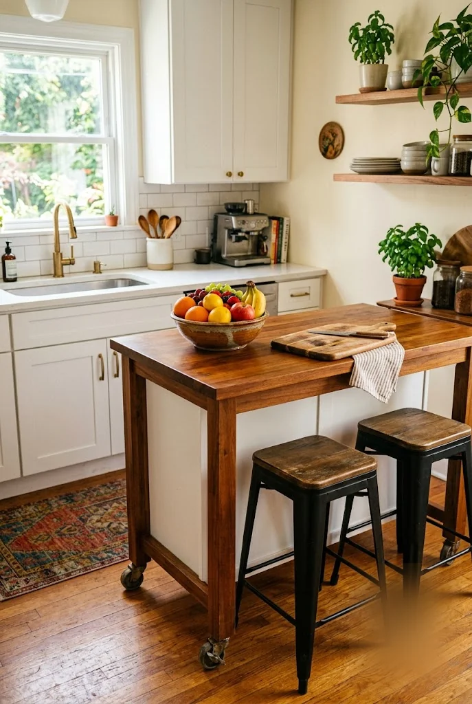 Rolling Island Budget Kitchen Makeover Idea