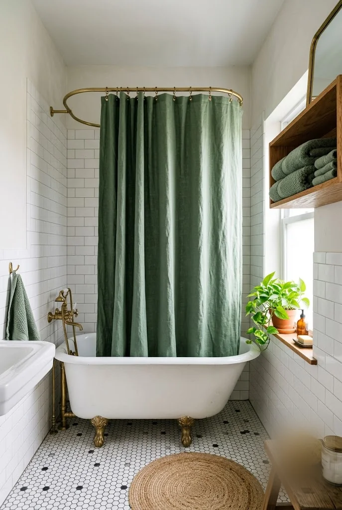 Sage Green Shower Curtain and Towels
