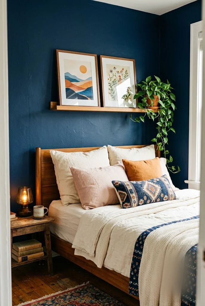 Deep Navy Moody Bedroom Wall