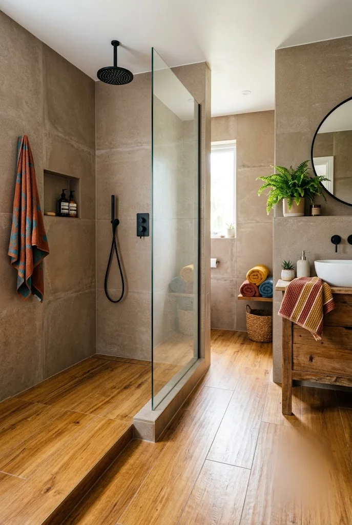 Doorless Walk-In Shower Small Bathroom