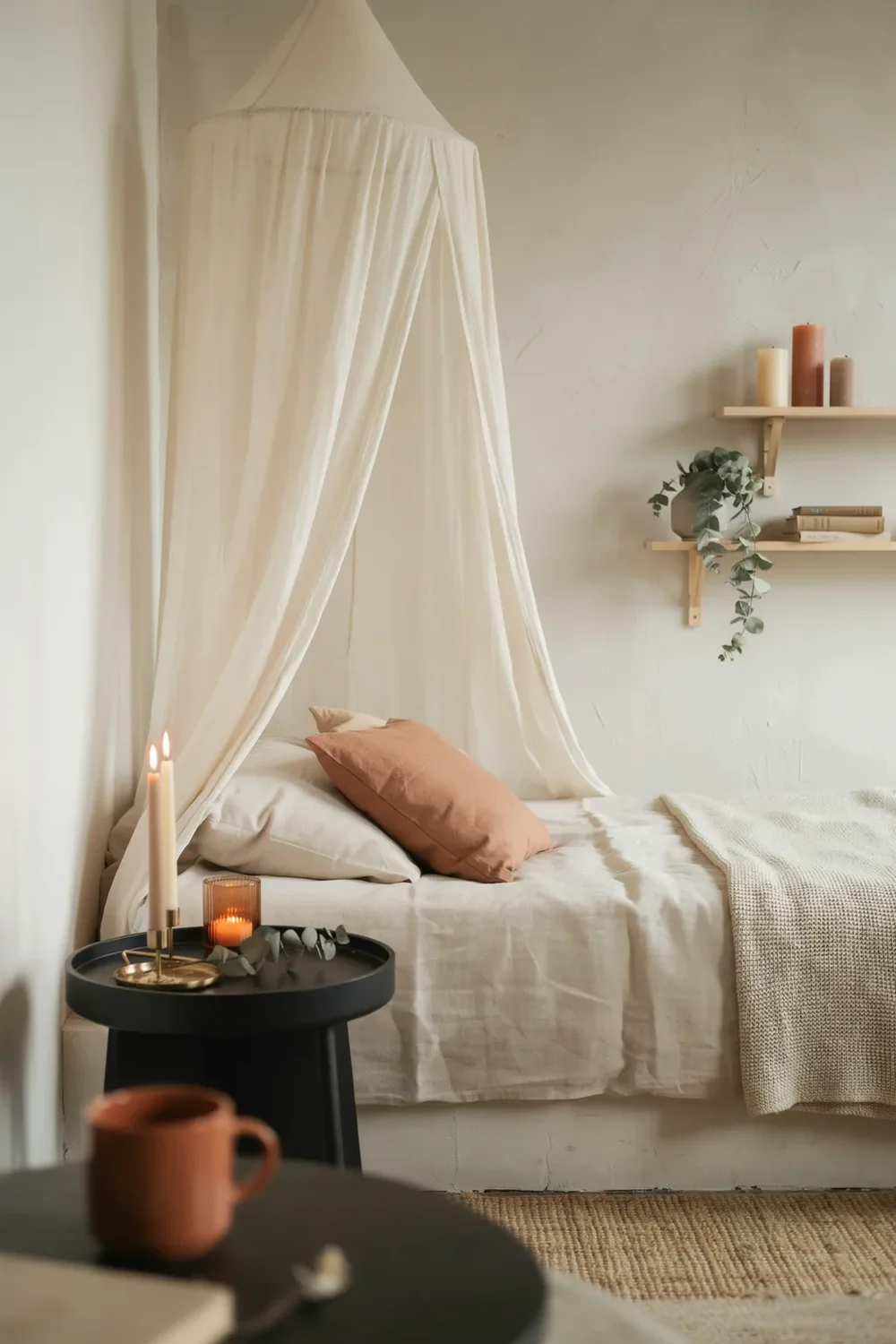 Small-Space Canopy Bedroom Idea for a Studio Corner