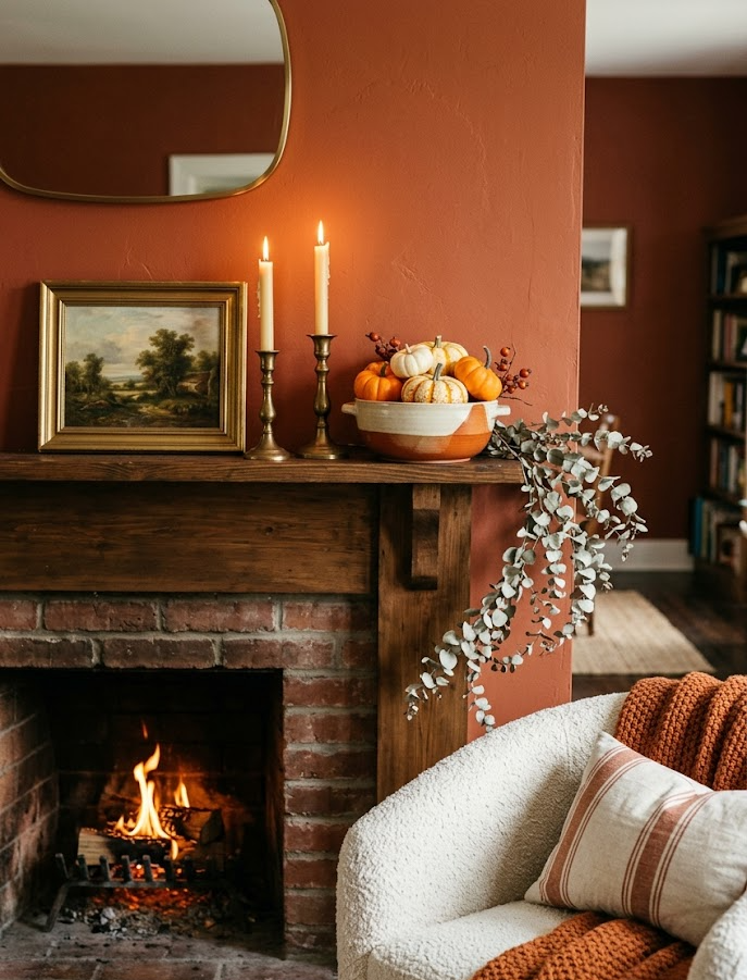Autumn Fireplace Mantel Styling