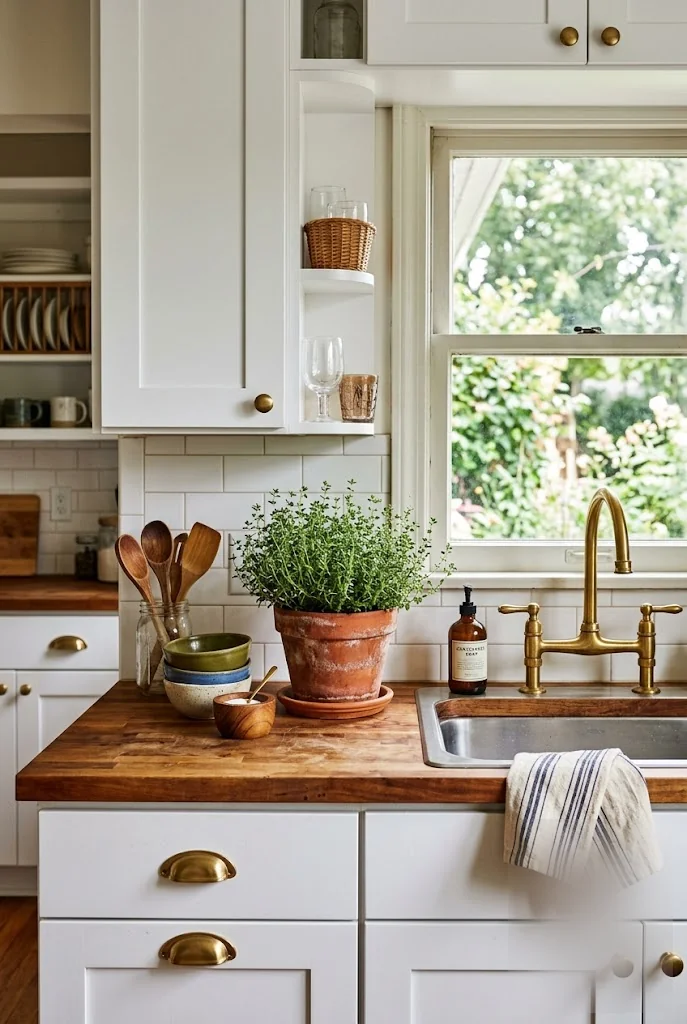Brass Hardware Budget Kitchen Makeover Idea