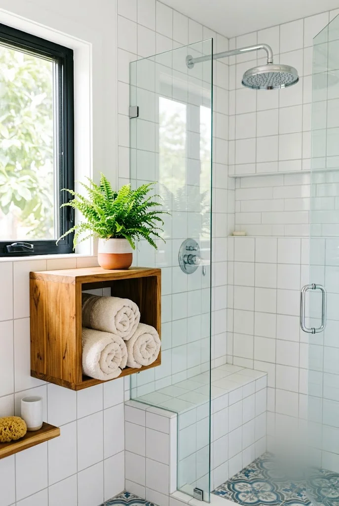 Frameless Glass Door Small Shower Idea