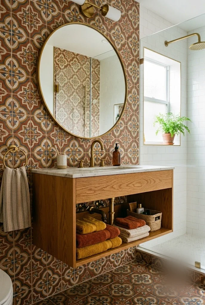 Open Shelf Under Vanity Small Bathroom