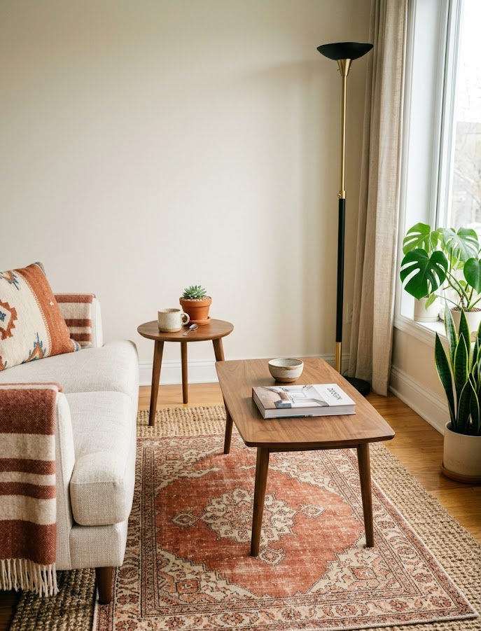 Layered Rugs for a Fall Living Room