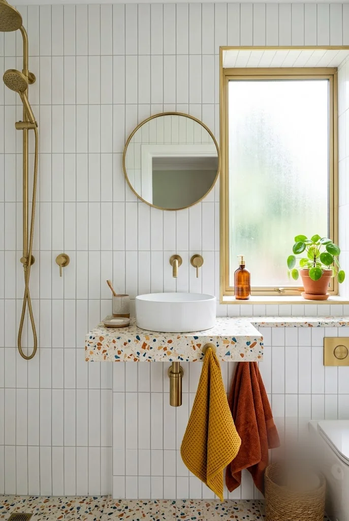 Vertical Subway Tile Small Bathroom Idea