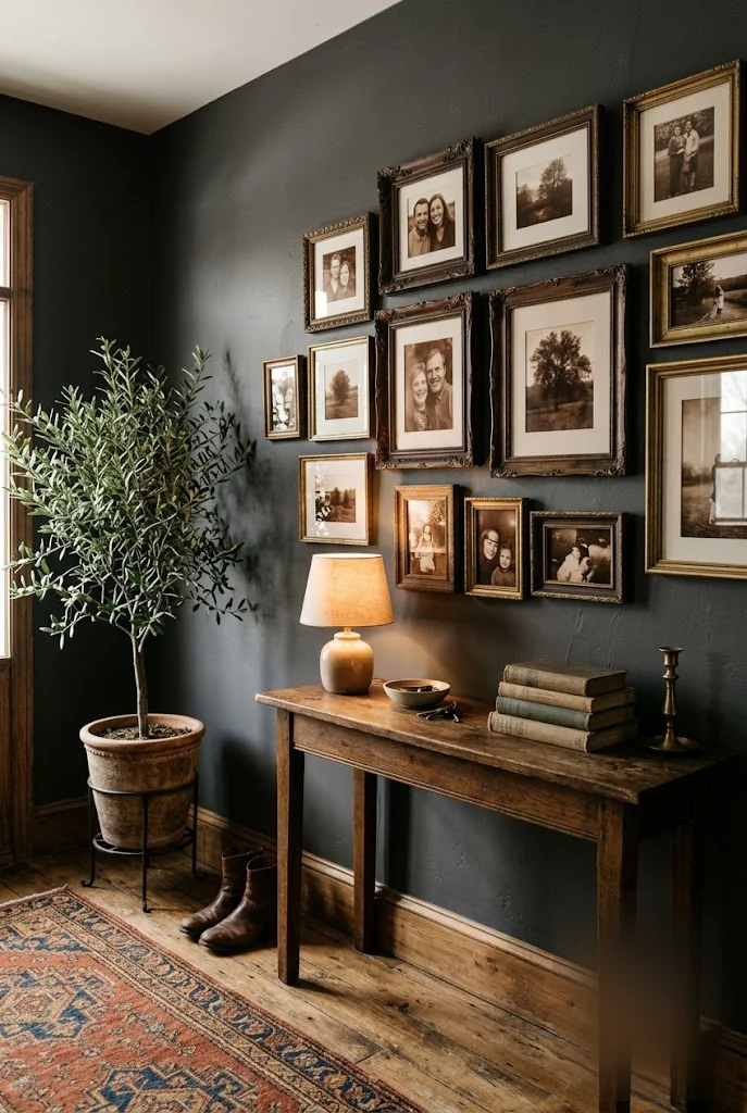 Warm Sepia-Toned Photo Gallery Wall