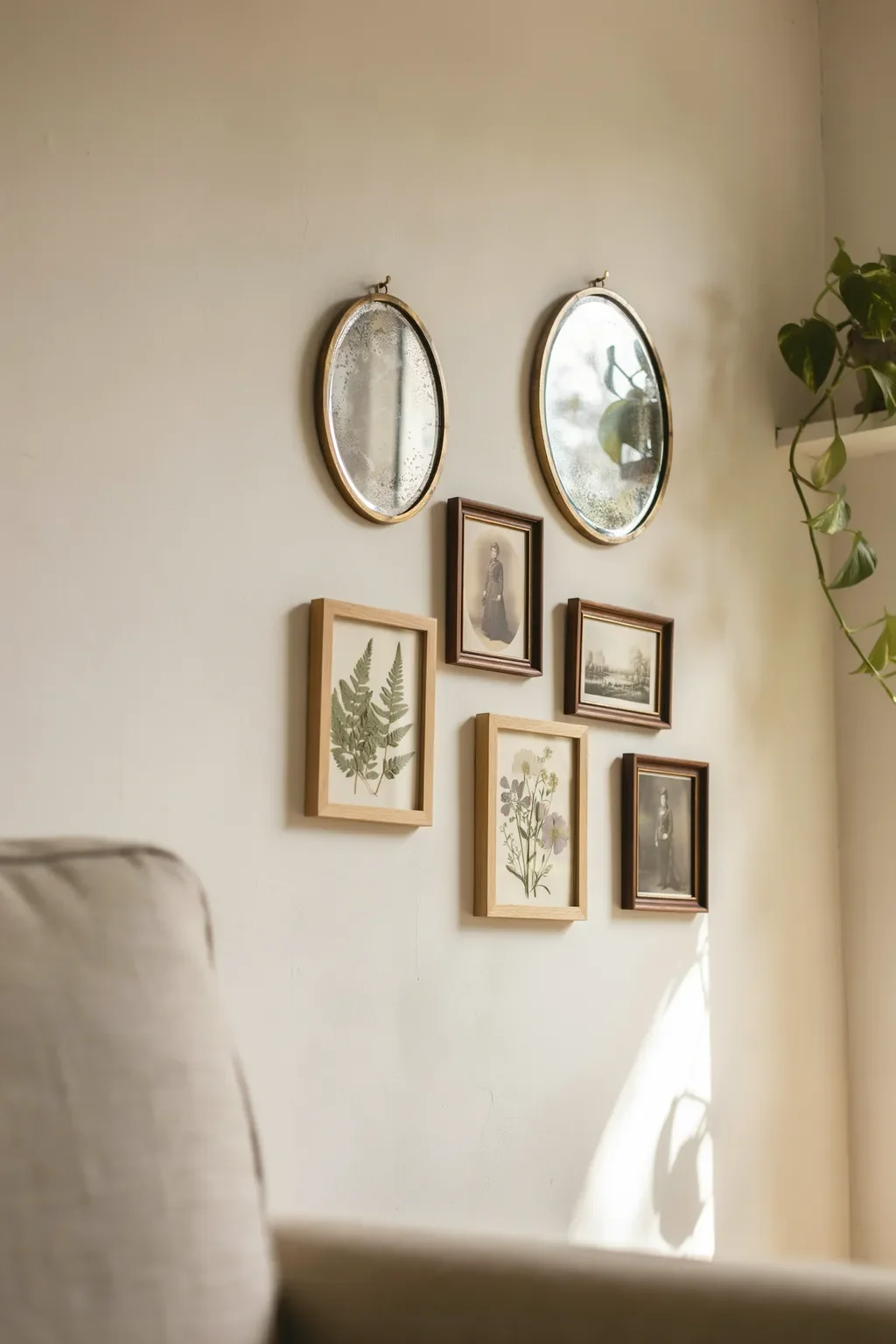 Mercury-Glass Mirrors in Vintage Gallery Wall